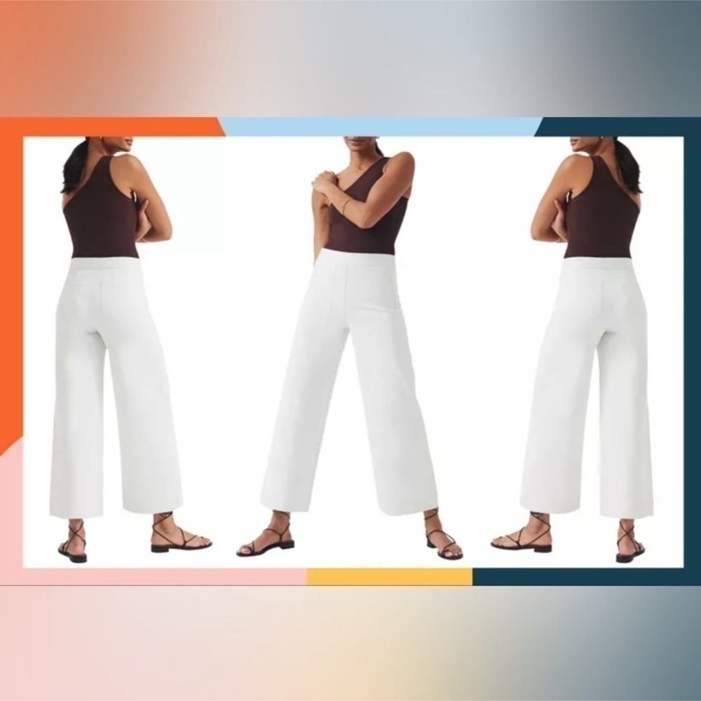 Spanx Cropped Classic White Wide Leg Pants Size XS Women‎